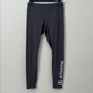 Like New! Arbonne Charcoal Leggings with Logo in Size M